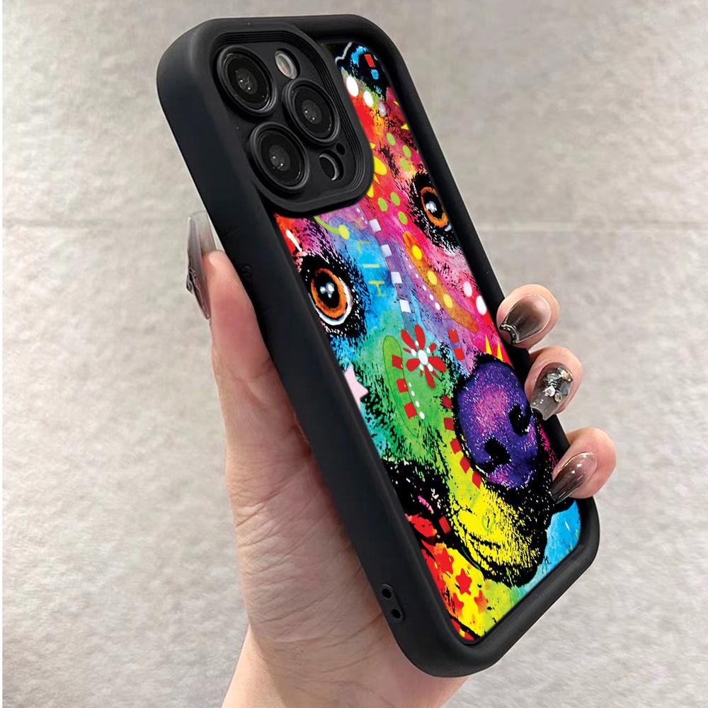 Ae76 Dog Color Doodle Design Art Защитные чехлы для телефонов для iPhone 13 14 15 Pro Max infinix Hot 40i Tecno Camon 30 20 Pro Angel Eyes Задняя крышка из ТПУ