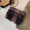 2025 New Year Red Plaid Faux Cashmere Scarf, Warm Shawl for Men and Women