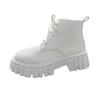 Chunky Platform White Ankle Boots Women Autumn Winter Pu Leather Combat Booties Mujer Punk Thick Bottom Motorcycle Boots