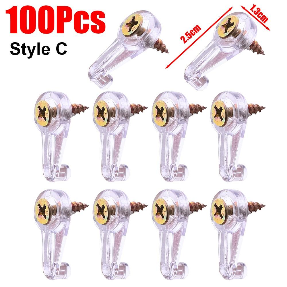 100Pcs with Screws Glass Fixing Clip Kit Plastic Mirror Holder Clip  Cabinet Doors Windows