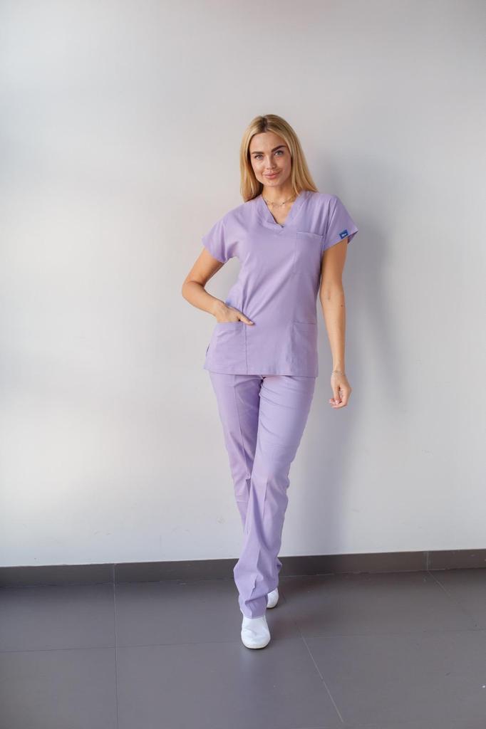 Набор из двух предметов, медицинские скрабы, унисекс, комплект униформы для врачей и медсестер, медицинская форма, хирургический костюм, топы + брюки, с v-образным вырезом, с короткими рукавами, тонкая ткань Tericoton