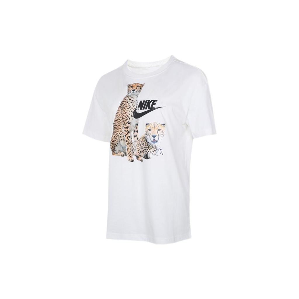 Nike Спортивная футболка с логотипом животного и мультяшным принтом, женские топы, белые DD1486-100
