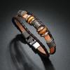 Новый винтажный тканый браслет в стиле панк, многослойный винтажный ювелирный браслет из бисера, кожаный мужской браслет с пряжкой