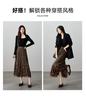 Leopard print high waisted skirt for 2026 spring fashion, loose and versatile, slimming mid to long A-line umbrella skirt