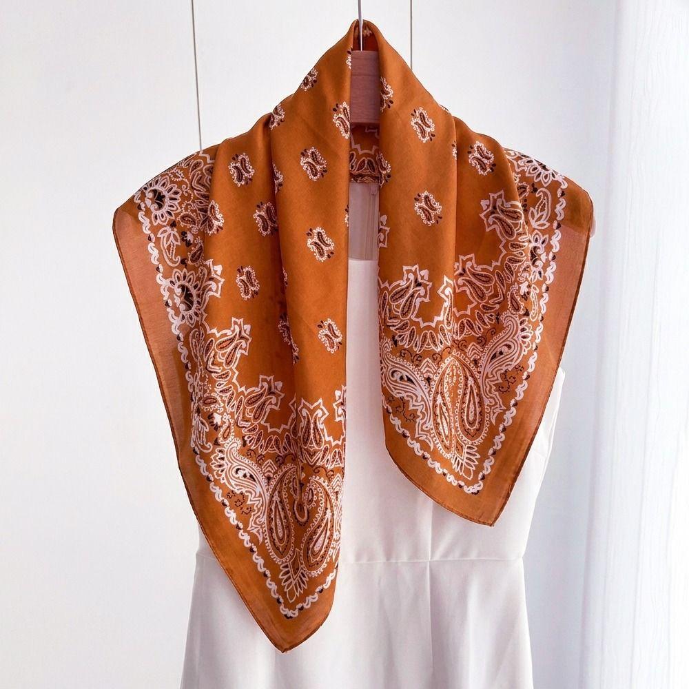Soft Silk Square Scarf Floral Print Neckerchief Shawl Luxury Headband Scarf  Headwear Accessory