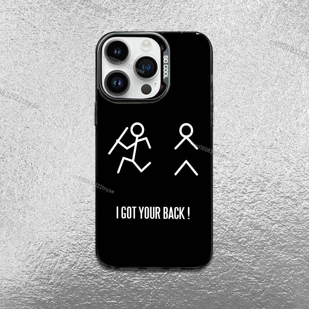 Мультяшный Стикмена Спичечный Человек Чехол для Телефона Для iPhone 17,16,Pro,Max,e,15,14,Plus,13,12,Mini,11, Матовый Цветной Серебристый Роскошный Чехол