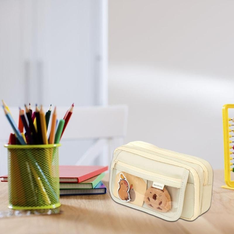 High Capacity Pencil Case 9 Compartments Canvas Pencil Bag Large Pen Organiser Travel Cosmetic Bag for Student Women