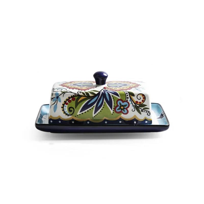 Bohemian Style Butter Dish – Cheese Storage Box with Lid for Kitchen & Table