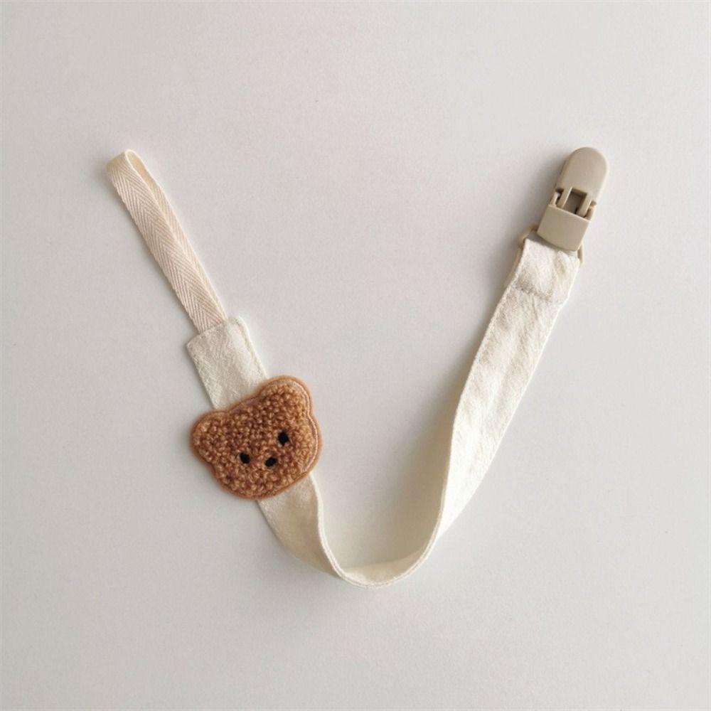 Bear Baby Cloth Pacifier Chain Embroidery Nipple Holder Clips Anti-lost Soother Holder  Baby