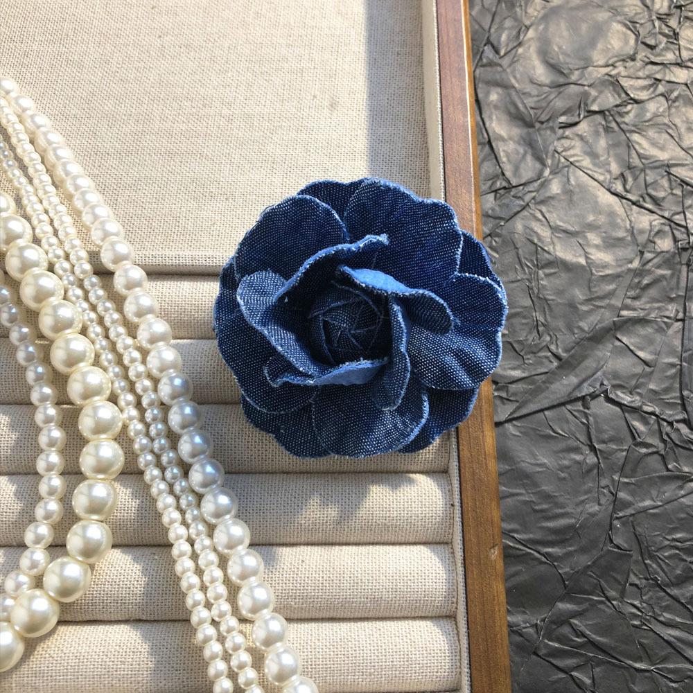 French Exquisite Camellia Pearl Necklace Women Multi-layer Stacked Long Clavicle Sweater Chain Autumn Dress Jewelry Gift