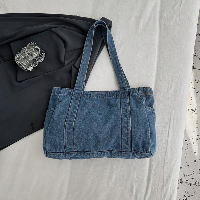 Вместительная джинсовая сумка, повседневная и универсальная сумка для поездок на учебу и сумка-тоут на одно плечо