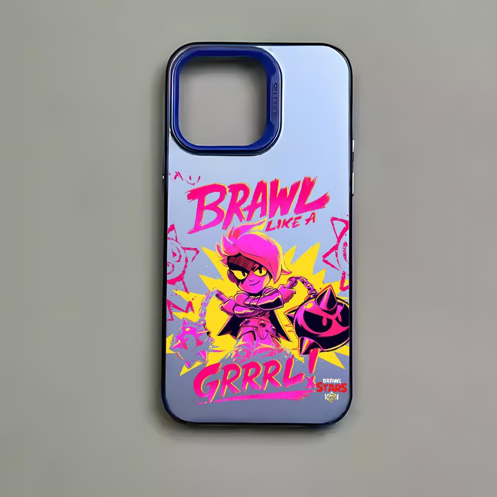 Мультяшный чехол для телефона игры B-Brawl Для iPhone 16 15 14 13 12 11 Pro Max Черный Матовый Разноцветный Лазерный Металлический Аврора Чехол