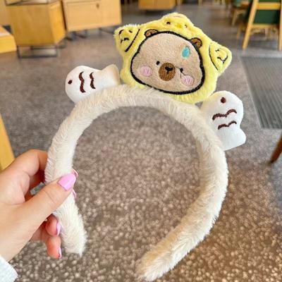 Милая мультяшная повязка на голову Capybara для женщин и девочек Kawaii Wash Face Hairbands Изысканные забавные аксессуары для волос Подарки