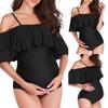 Women's One-piece Maternity Solid Color Ruffle Sexy Backless Swimsuit