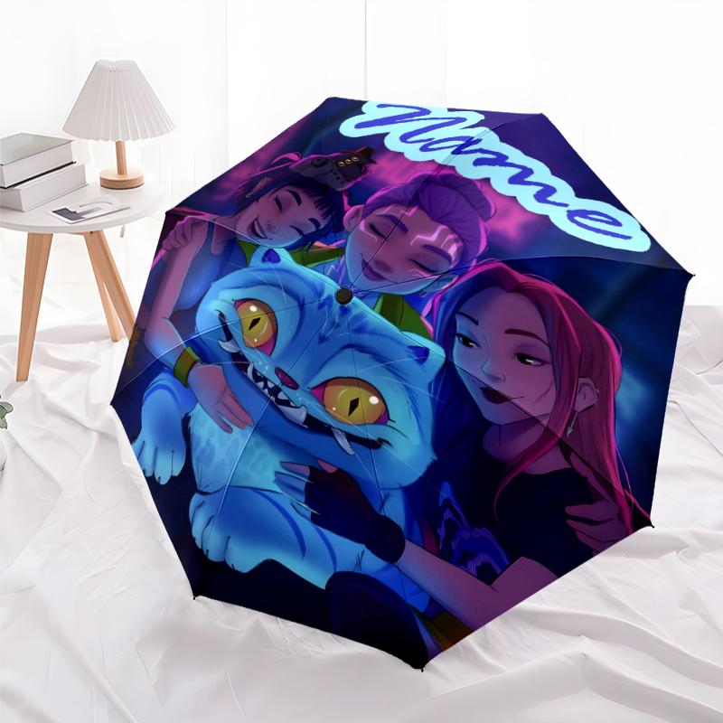 Personalized Name K-KPop Demon Hunters Print Umbrella - Automatic Open/Close, Eight-Rib Durable Frame, Automatic Folding Umbrella