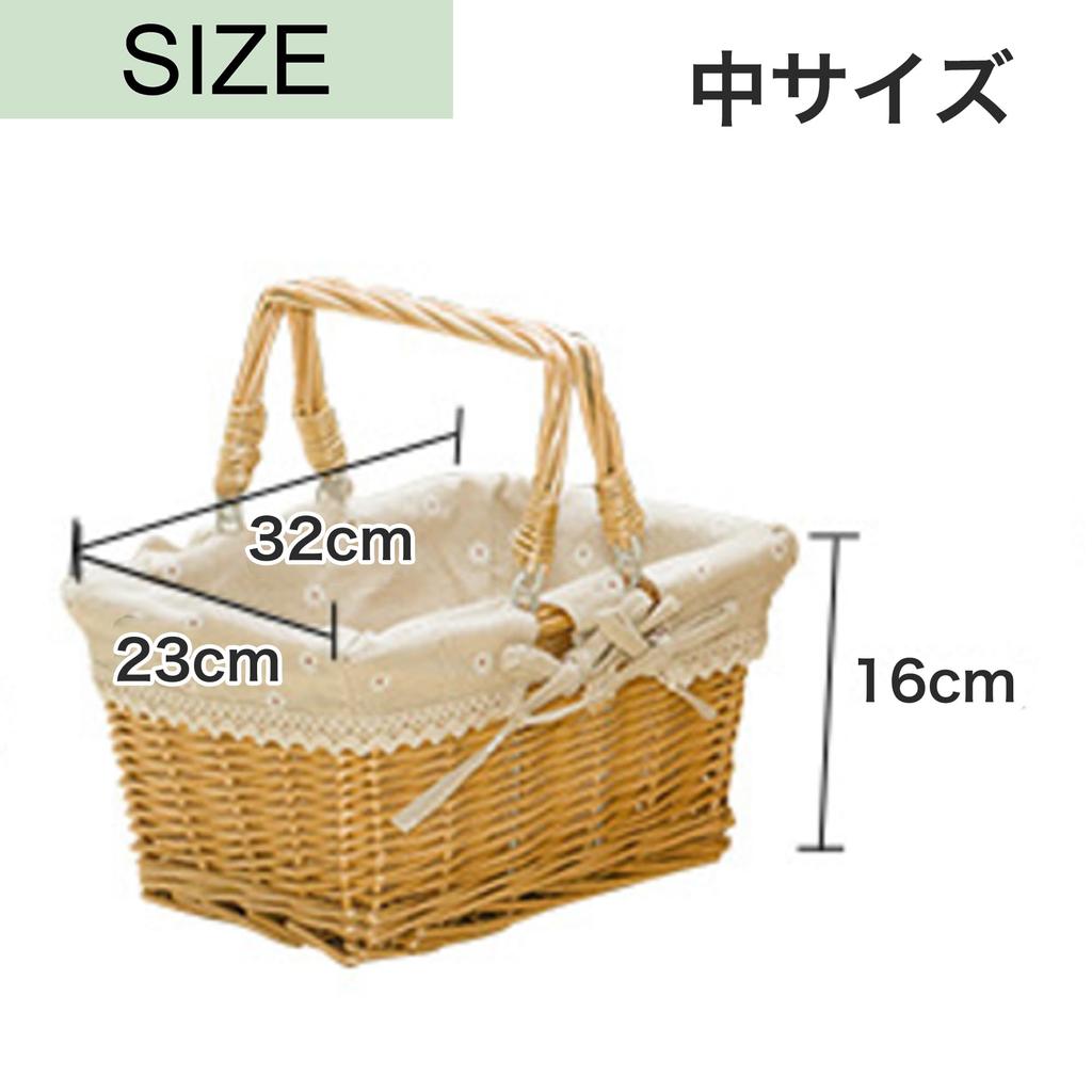 Asdays Плетеная корзина для пикника ручной работы, моющаяся, с ручкой для переноски (Тип А, Средний: 32 x 23 x 16 см)