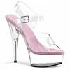 Женские босоножки на высоком каблуке Летние с прозрачной подошвой Розовые женские водонепроницаемые на платформе Супер высокий каблук 15 см Модные сандалии YKC