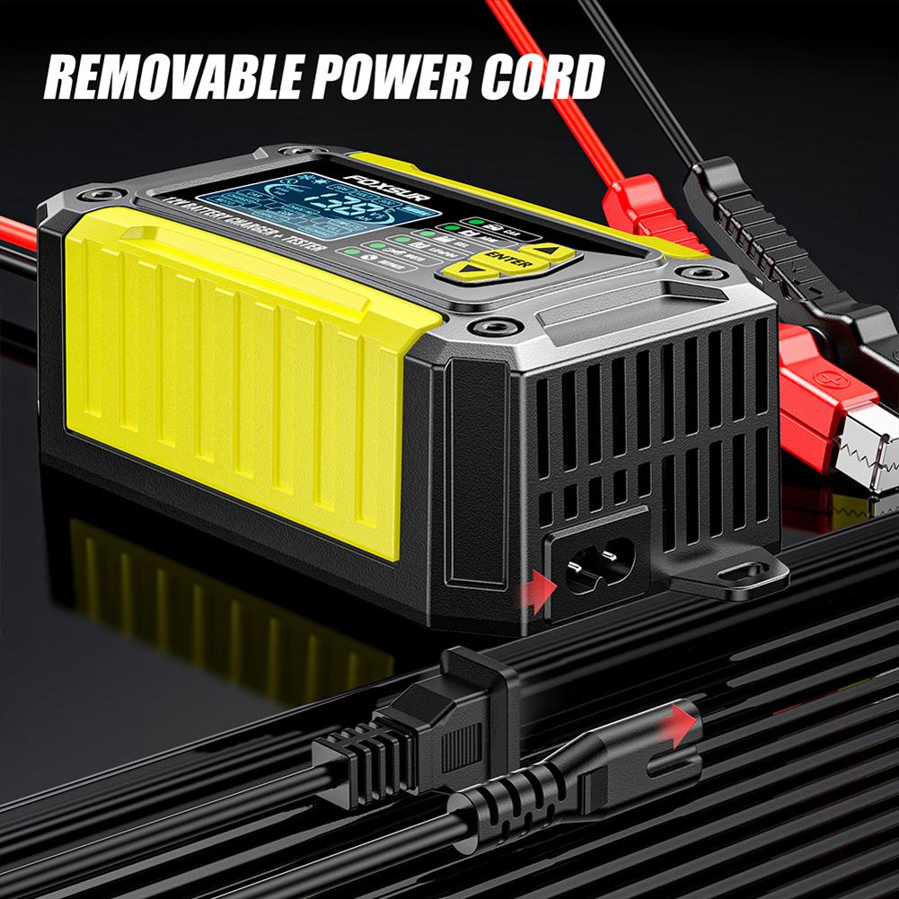 6A 12V Полностью автоматическое зарядное устройство для аккумулятора ЖК-дисплей Тестер AGM GEL Свинцово-кислотное зарядное устройство Импульсное восстановление Цифровое автомобильное зарядное устройство