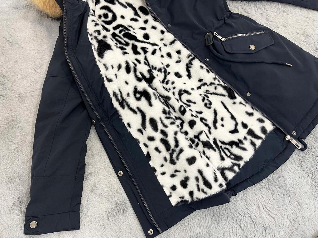 Winter Panther Warm Parka Jacket Navy Blue