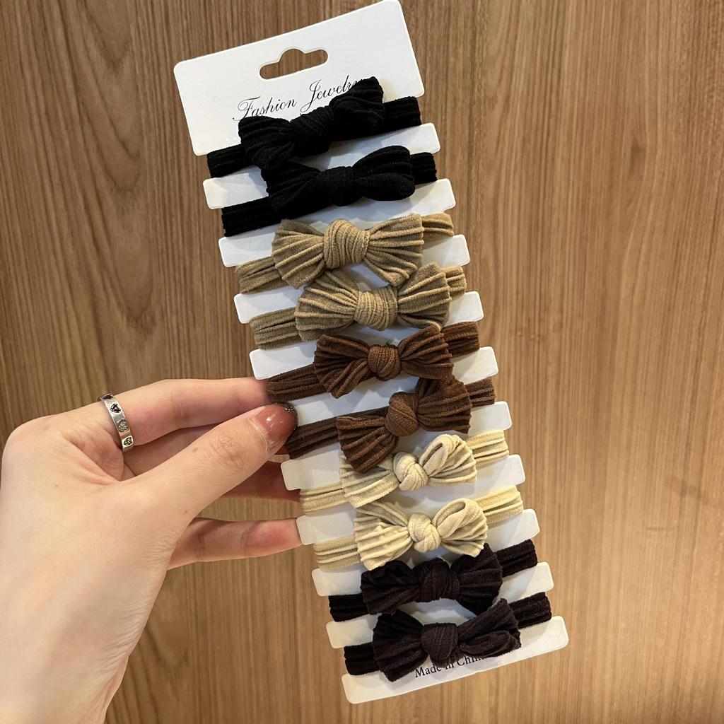 5-10Pc/Set Coffee Women Bowknot Hair Bands Elastic Headbands Black Bow Tie Scrunchies Headwear Girl Korean Hair Accessories Gift