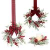 Mini Christmas Cabinet Wreath for Kitchen Red Berry Door Wreath with Bow for Farmhouse Holiday Xmas Party Decoration