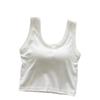 Korean Style Pure Cotton Camisole Vest Fixed Cup with Chest Cushion Sleeveless Short Top for Wearing on The Outside and On The Inside