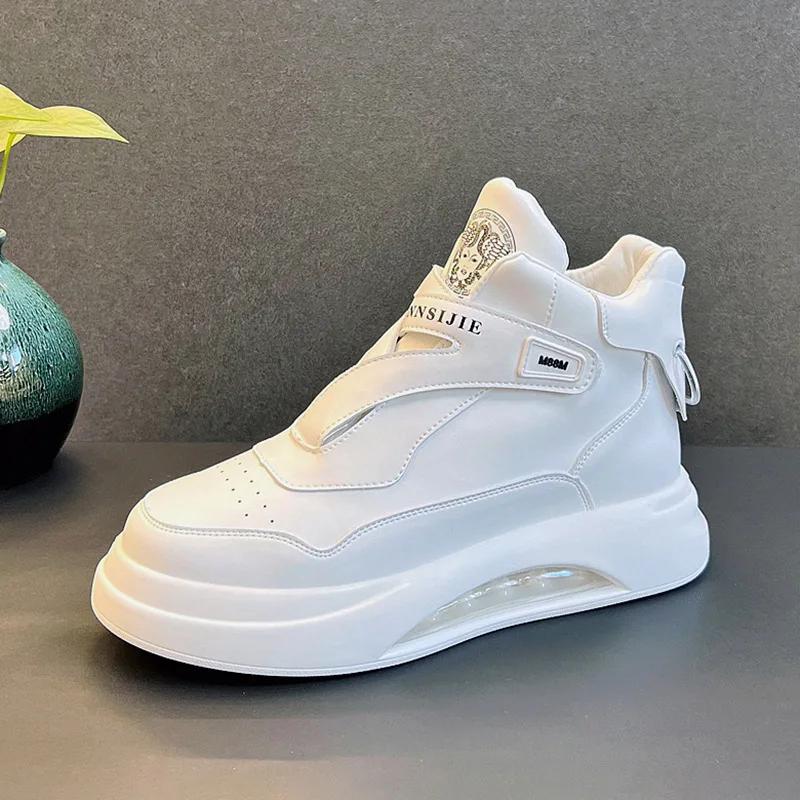 2024 New Air-cushion Shoes Men's Autumn Trend All-match High-top Casual Shoes With Heightened Comfort Sneakers For Men