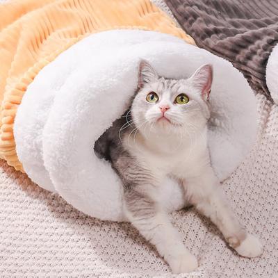 Спальный мешок для кошки Уютная зимняя пещера-кровать для кошек Мягкий плюшевый мешок для кошки