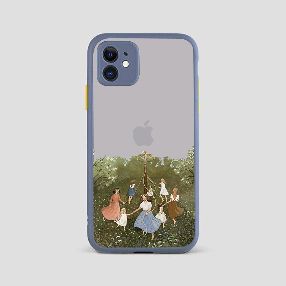 Мультяшный Пейзаж Девушка Чехол для Телефона для iPhone 14 11 12 13 Mini Pro Max 8 7 Plus X XR XS MAX Полупрозрачная Матовая Крышка
