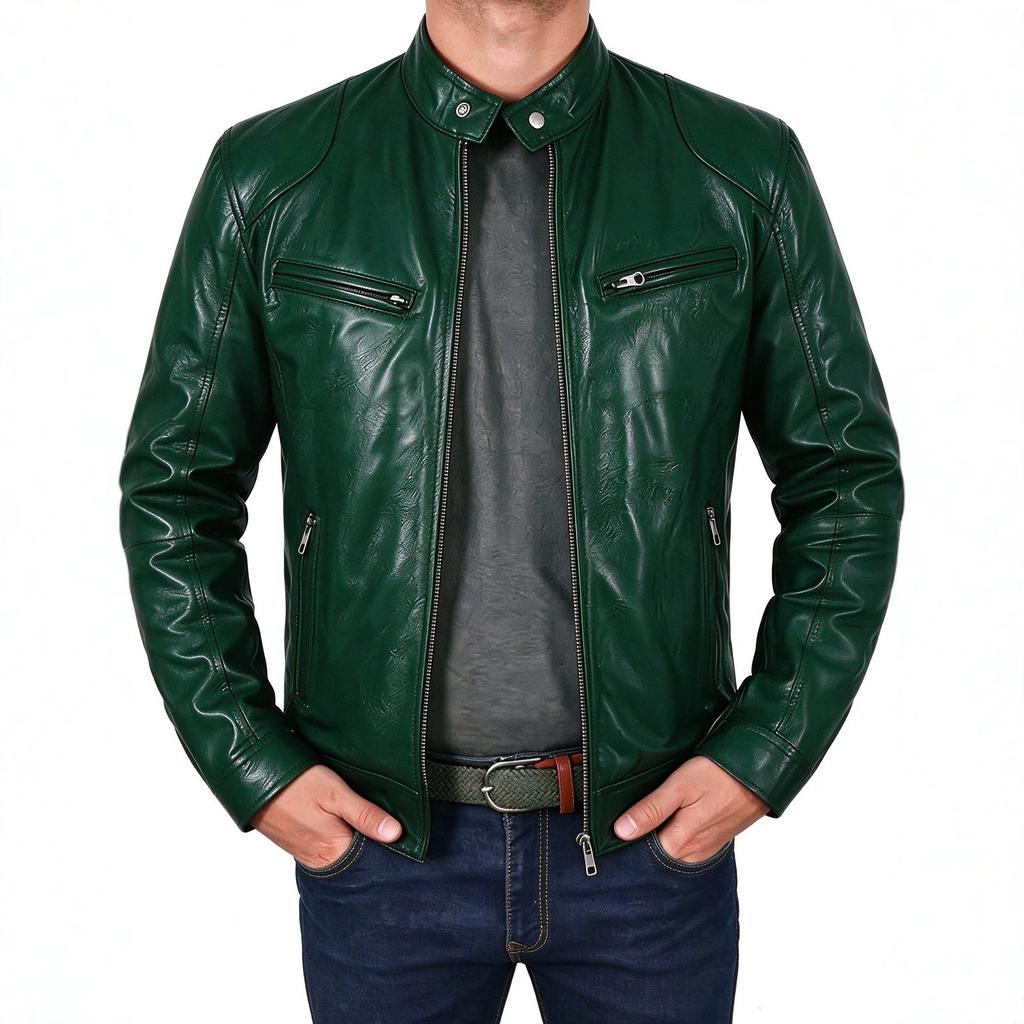 New men's stand-up collar PU leather jacket slim locomotive jacket spring and autumn casual multi-color coat