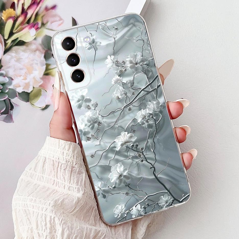 Чехол для Samsung Galaxy S21 FE S21 Plus, чехол с рисунком «Цветы», мягкий тонкий чехол для телефона, для Samsung S21 Ultra S 21 S21+