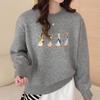 Navava Women S Duck Embroidery Round Neck Long Sleeve Knit Top Nk3299