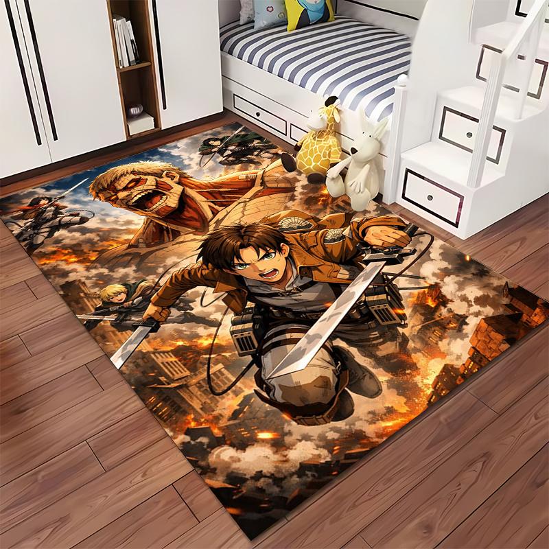 "Attack on Titan Anime Carpet - Action Scene with Titans and Heroes" Suitable for use as an anti-slip for living room bedroom sofas