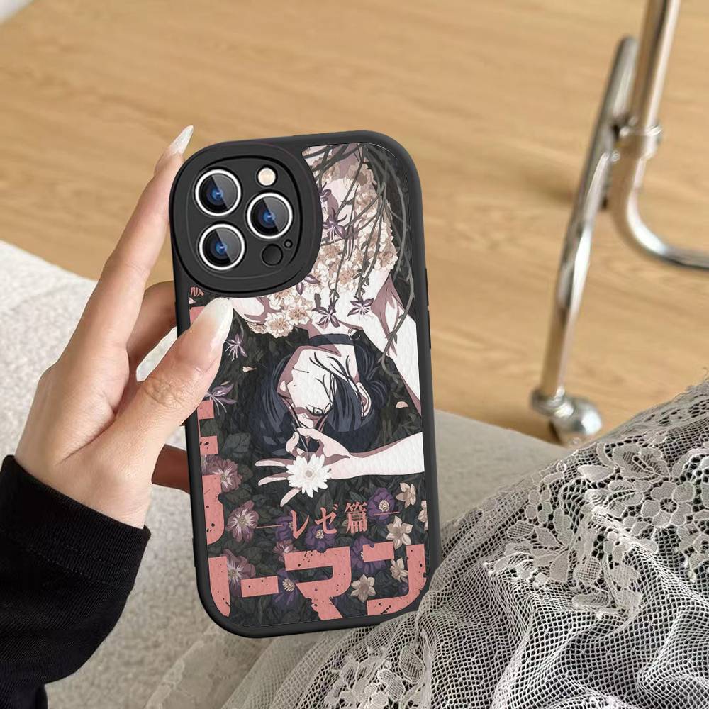 Крутой Чехол Для Телефона С Аниме R-Reze Для IPhone 16 15 14 11 12 13 Pro Max Plus Задняя Кожаная Крышка