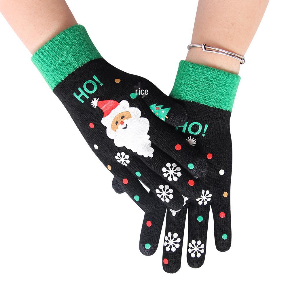 Зимние мультяшные шерстяные перчатки с сенсорным экраном для детей и мужчин - Защита от холода, пятипалый дизайн