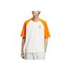 Adidas Letter Print Patchwork Contrast Training Casual Short Sleeve T-Shirt Men Tops Orange JI9820