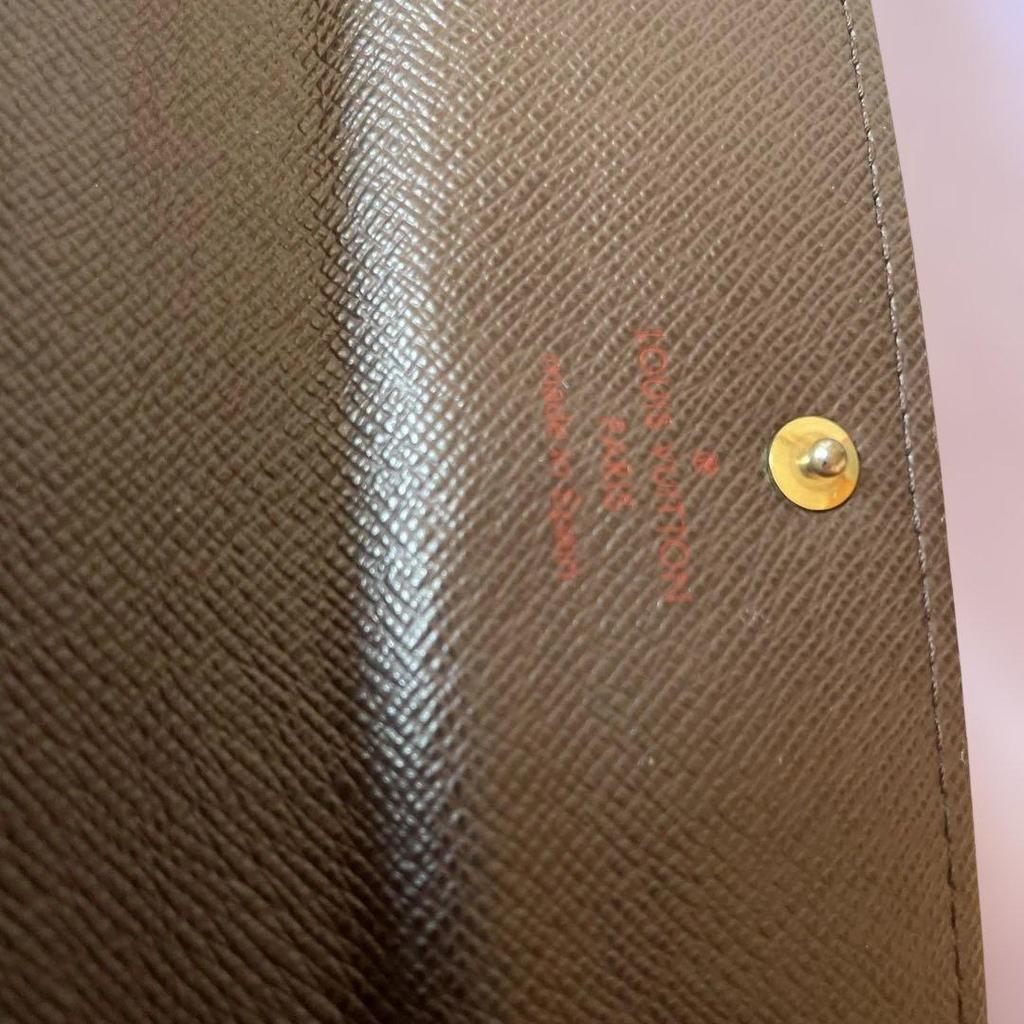 Used Louis Vuitton Damier pattern leather long wallet