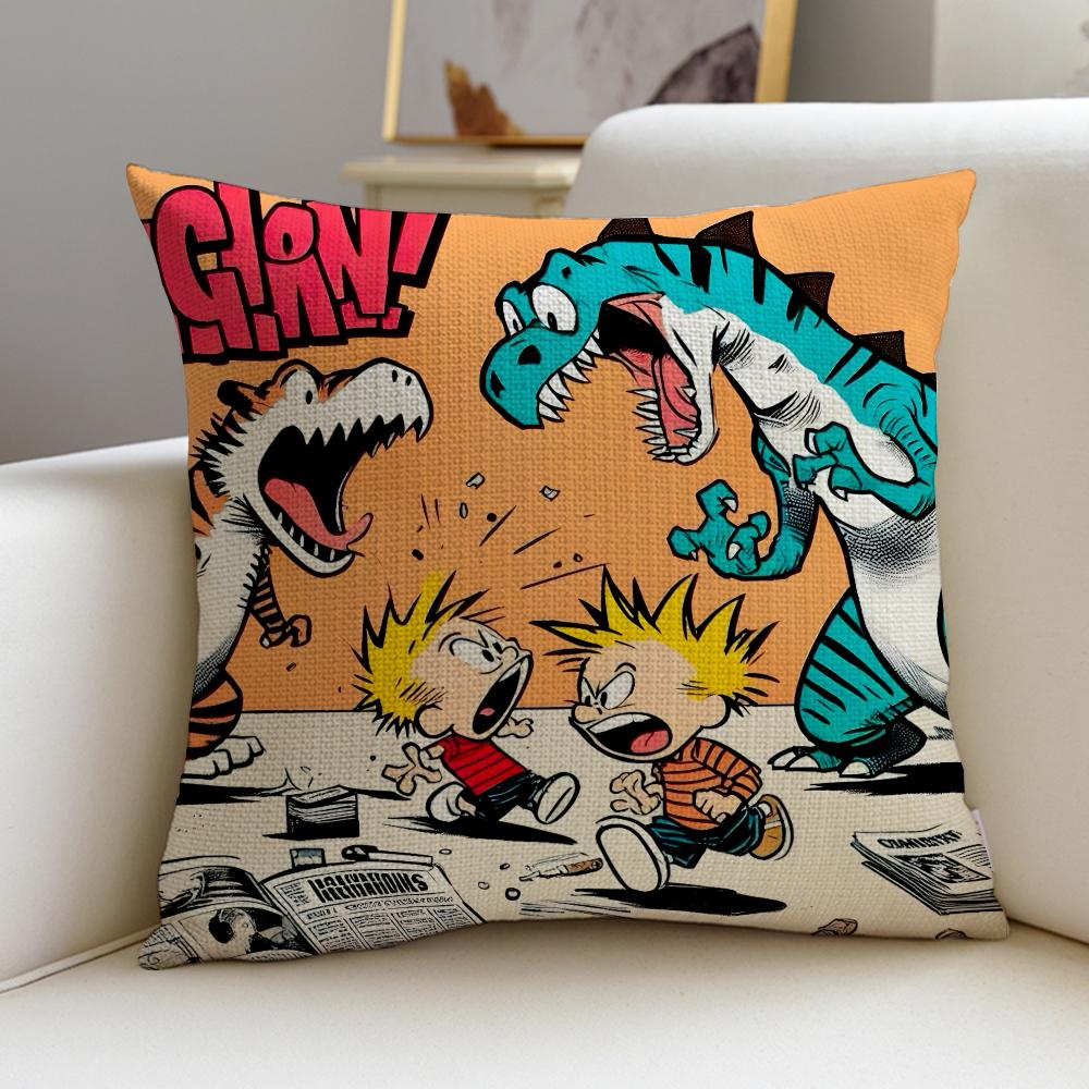 CCalvin and HobbesS Cushion Cover Breathable and skinfriendly linen pillowcase square removable and washable cushion
