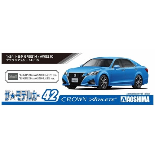 Aoshima Bunka Kyozai 1/24 Scale The Model Car Series No. 42 Toyota GRS214/AWS210 Crown Athlete G 2015 Plastic Model