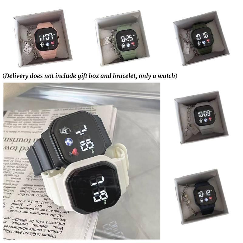 Модные Спортивные Женские Часы с Квадратным Циферблатом Водонепроницаемые Светодиодный Цифровой Дисплей Водозащита 30 м