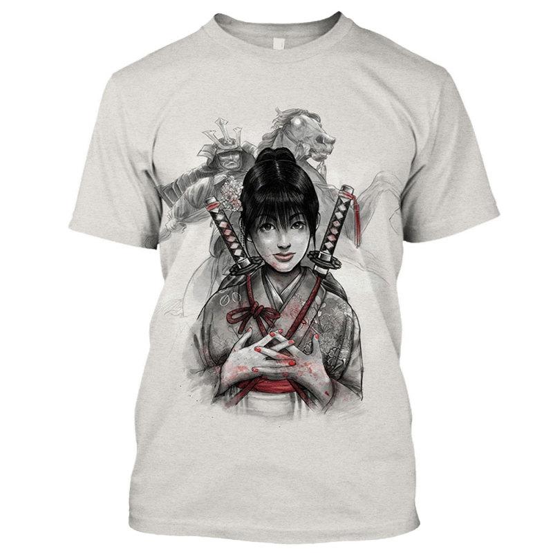 Мужская футболка японских гейш-самураев с круглым вырезом, повседневные топы с короткими рукавами, мужская одежда, летняя уличная одежда больших размеров в стиле Харадзюку