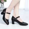 Women's High Heels Professional Work Shoes Thick Heel Shoes Women's Leather Shoes Buckle Comfortable Shoes