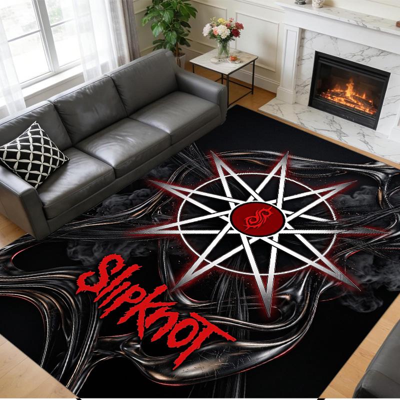 Slipknot Print Crystal Velvet Plush Rug Wear?Resistant Anti?Slip Floor Mat For Indoor Household Decoration