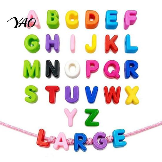 Alphabet Beads for Keychain Crafts 26Pcs A to Z Acrylic Letter Beads, Chunky Large Crafting Accessories Luggage Tags Colorful DIY Keychains Bag Charms