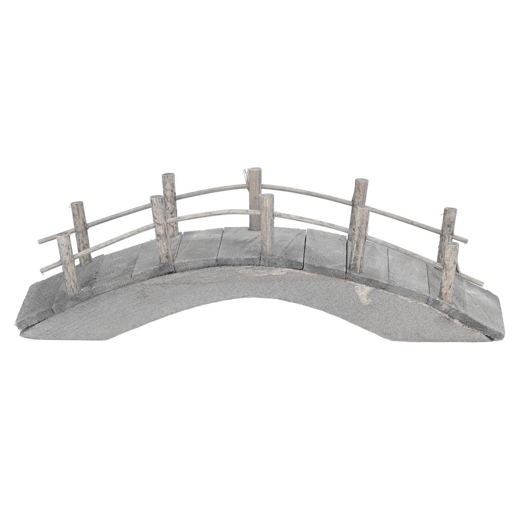 Mini Wooden Arch Bridge 1:12 Dollhouse Arc Bridge Miniature Landscaping Ornaments with Railings
