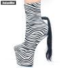 Sexy Zebra Print Boots Hoof Wedge Sole 20CM High Heel Platform Charming COS Ankle Boots