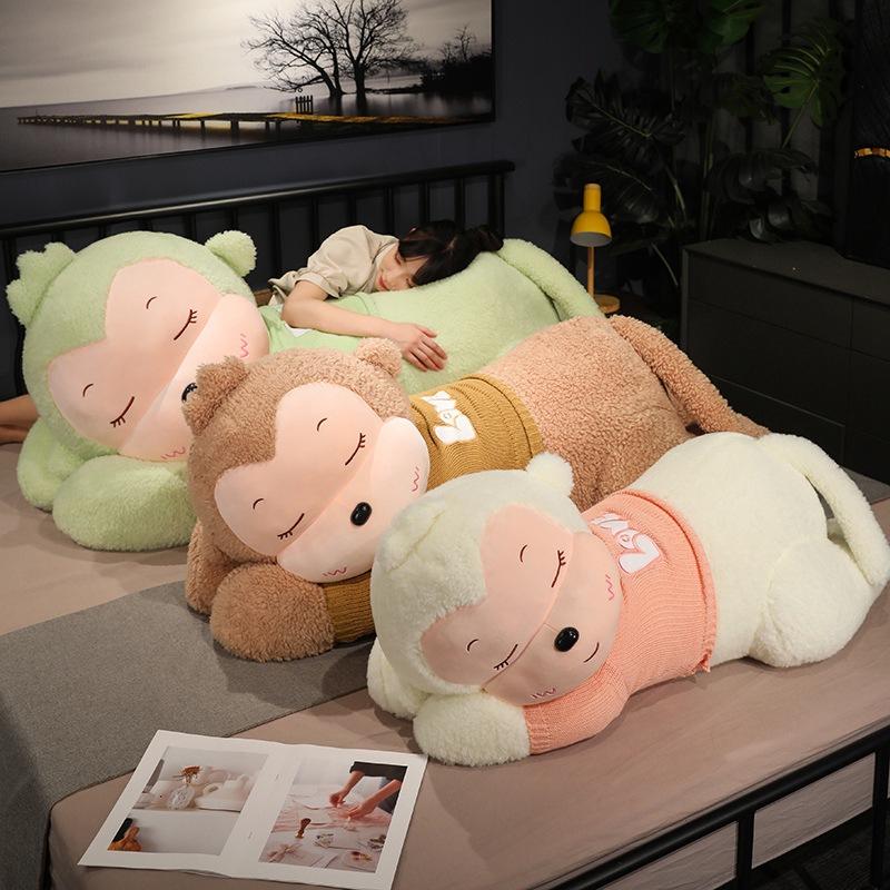 Large Sweater Monkey Doll Plush Toy Lying Down Monkey Gorilla Doll Girl Soothing Pillow Rag Doll