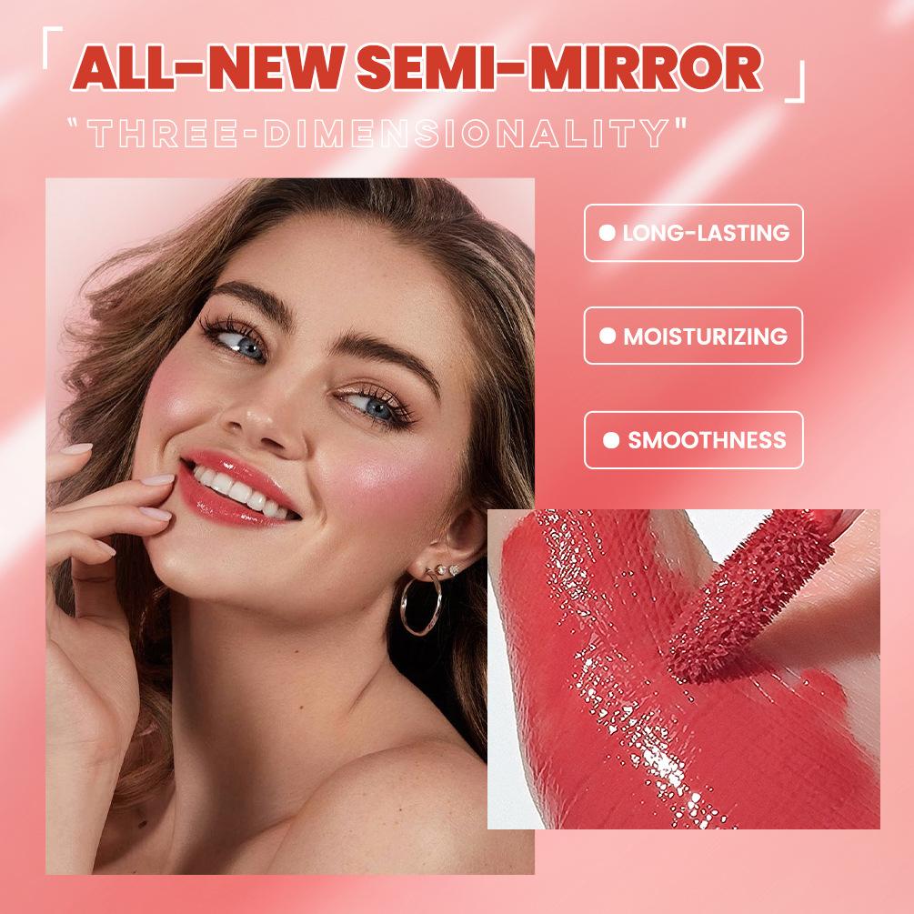 QIBEST Water Mirror Lip Glaze Non-stick Cup Lasting Moisturising Moisturising Lip Gloss Liquid Lipstick Beauty