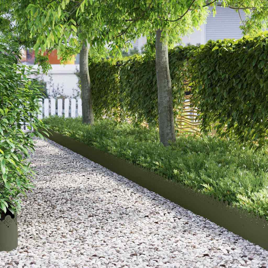 Lawn Edging 10 pcs Olive Green 103 x 0.05 x 22 cm Steel
