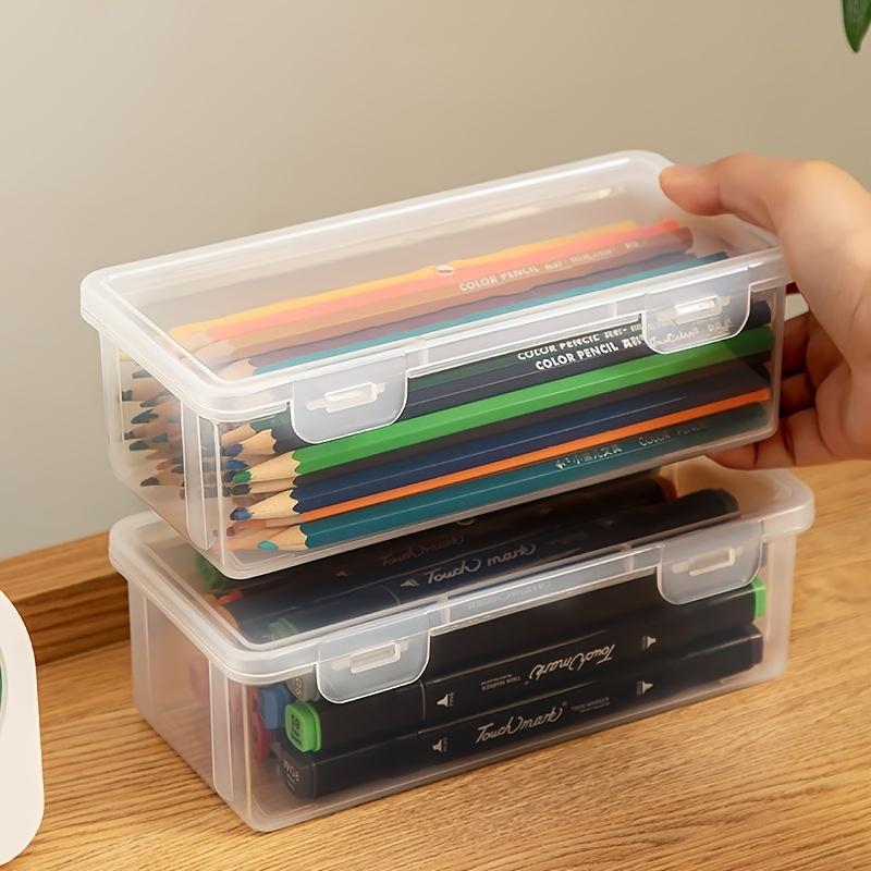 4pcs Large Clear PP Storage Boxes with Lids, Lightweight, Unfinished Finish, for Office and School Supplies Organizer